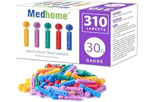 Medhome Blood Lancets, Single use, 30 Gauge Twist top Lancets for Diabetes Testing, Fits Most Lancing Devices for Blood Sugar Kit and Glucose Meter - 310 Count per Box - Multi-Color