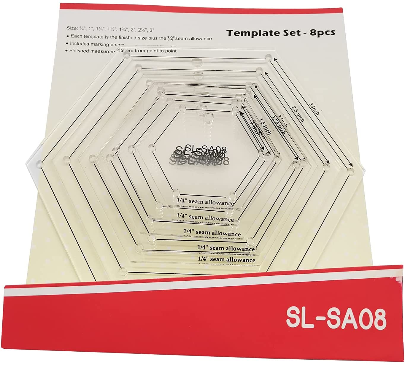 Mini Hexagon Quilting Template for Domestic Sewing Machine 1 Set = 8pcs#SL-SA08