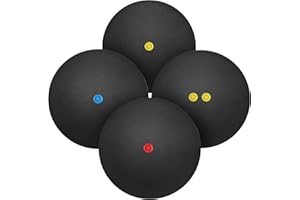 Kisangel Squash Balls Set 4Pcs High Elasticity Training Balls for Indoor Racket Sports Includes Single Yellow Dot and Double 