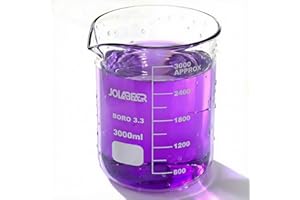 JOLABEAR 3000ml Durable Glass Beakers, 3L Laboratory Beaker with Printed Graduations, 3.3 Borosilicate, Low Form Design