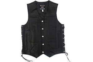 ARD CHAMPS Men's Leather 10 Pockets Motorcycle Biker Vest New