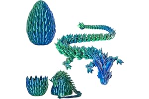 VRFASHION Dragon Eggs with Dragon Inside, 12In Laser Blue Green 3D Printed Dragon Egg Fidget Toy, Executive Desk Articulated Dragon Toy, Home Office Decor