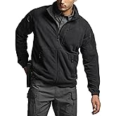 CQR Men's Full-Zip Tactical Jacket, Soft Warm Military Winter Fleece Jackets, Outdoor Coats with Zipper Pockets