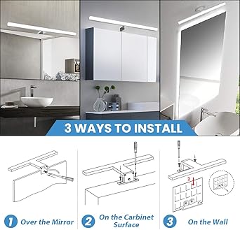 Kingso Led Spiegelleuchte Badleuchte 12w 60cm Ip44 Led Spiegellampe Aus Acryl Neutralweiss Spiegellicht Badezimmer Led Schminklicht Schrank Beleuchtung 4000k 800lm 230v Amazon De Beleuchtung