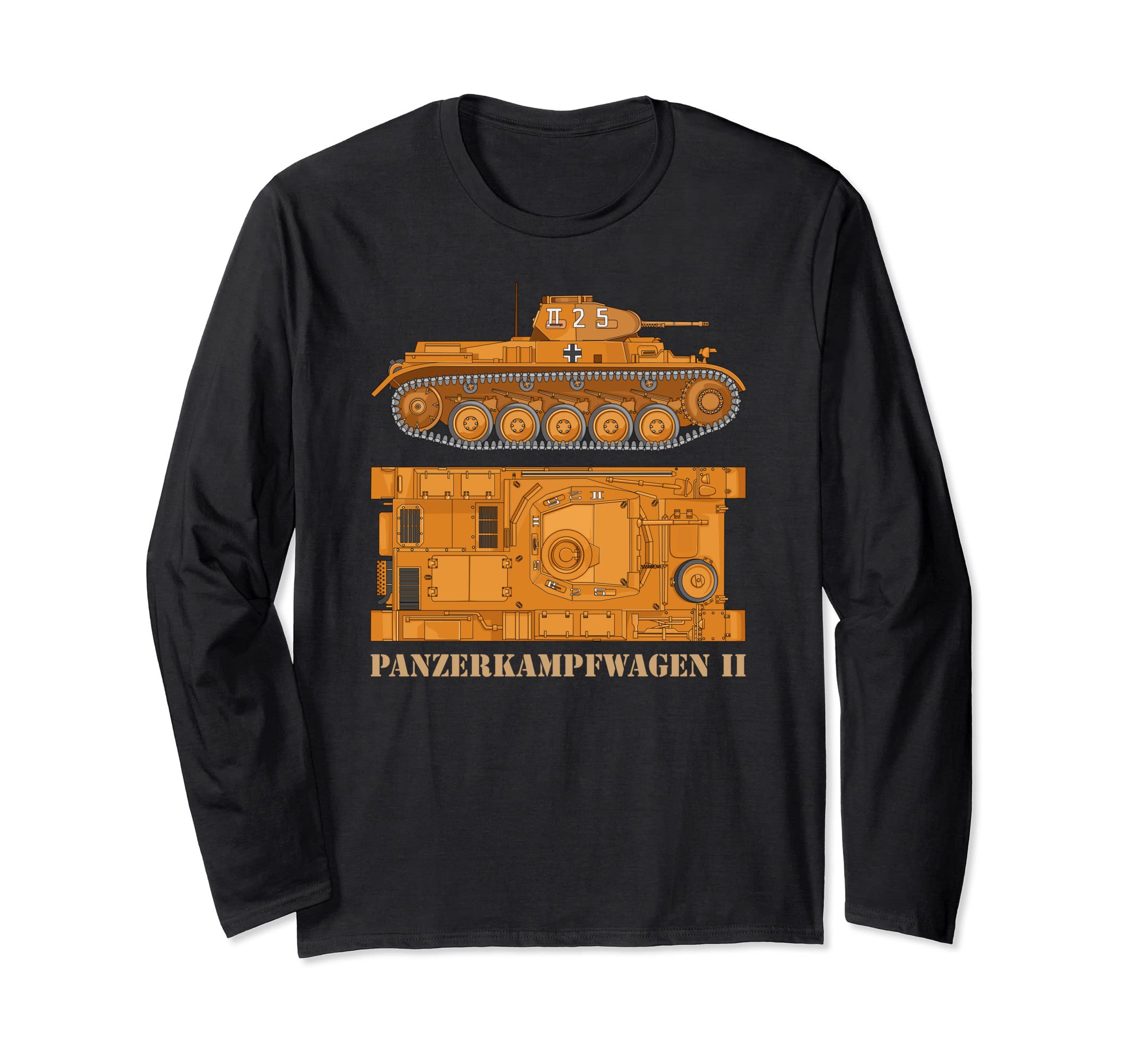 Panzer II 2 German WW2 Panzerkampfwagen II Tank Diagram Long Sleeve T-Shirt
