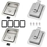 4 Pack Stainless Heavy Duty Flush Mount Handle Latch for Trailer Toolbox | with Gasket Keys, for RV Door Truck Trailer Tool box