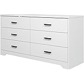 Panana Wooden 5/6 Drawer Dresser, Wide Modern Chest of Drawers, Organizer with Storage Drawers for Living Room Bedroom Hallway Closet (White, 6 Drawers)