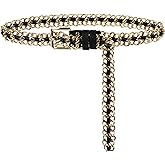 Plus Size Chain Belt for Women, Gold Black Color Trendy Waist Belt, 43.3 Inch Adjustable Body Chunky Chain for Dresses, Party, Casual Wear, Fashion Jewelry Accessory