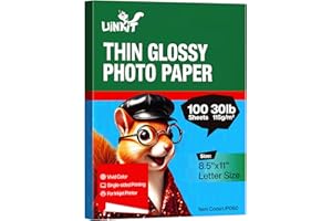 Uinkit 30lb Very Thin Glossy Photo Paper 8.5x11 Single Side Flyer Paper DIY Chip Bag 115gsm 100 Sheets Photos Picture for Ink