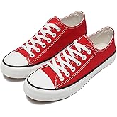 rosyclo Canvas Shoes for Women and Men, Low Top Canvas Sneakers Fashion Lace Up Comfortable Womens Classic Casual Tennis Walking Shoes