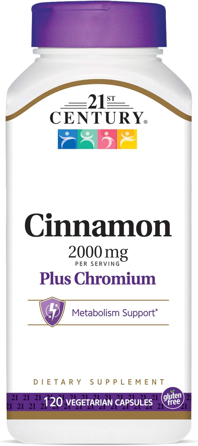 21st Century Cinnamon 2000 mg Per Serving Plus Chromium Vegetarian Capsules 120 count: Health & Personal Care