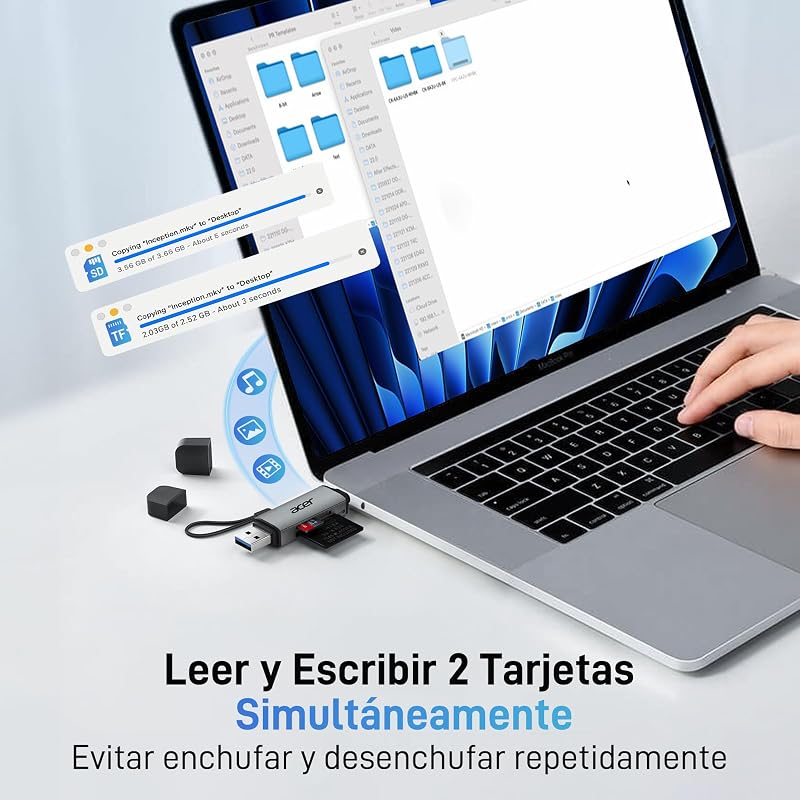 Leitor de Cartões SD/Micro SD, Adaptador de Leitor de Cartão