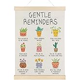 Nrleey Mental Health Poster Hanging - Inspirational Gentle Reminders Wall Art with Wooden Poster Hanger, Positive Affirmations Wall Decor for Classroom Therapy Office, 12x16 Inches