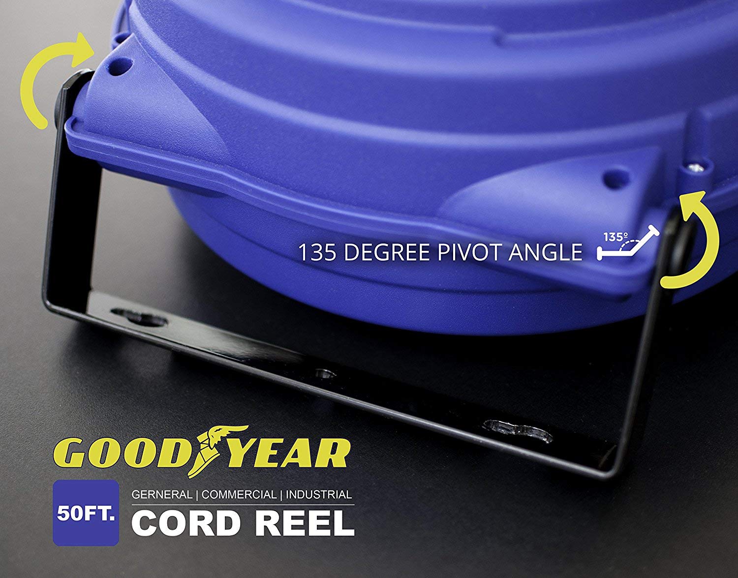 GOODYEAR Air-Hose-Reel Retractable 3/8" Inch x 50' Feet Premium Commercial Flex Hybrid Polymer Hose Max 300 Psi Heavy Duty Spring Driven Polypropylene Construction w/ Lead-in Hose & PVC Handle: Industrial & Scientific