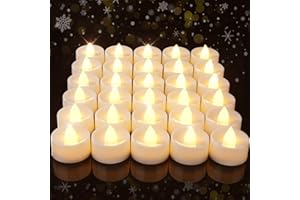 Amagic 30Pcs Flickering Flameless Tea Lights Battery Operated, 200+ Hours Long Lasting Electric Candle for Wedding Table Centerpiece, Home Decor, Gift, Holiday Decor