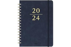 POLUMA 2024 Planner - Weekly & Monthly Planner 2024 with 12 Monthly Tabs, January 2024 - December 2024, 6.3" x 8.4", Flexible Hardcover, Thick Paper, Inner Pocket - Blue