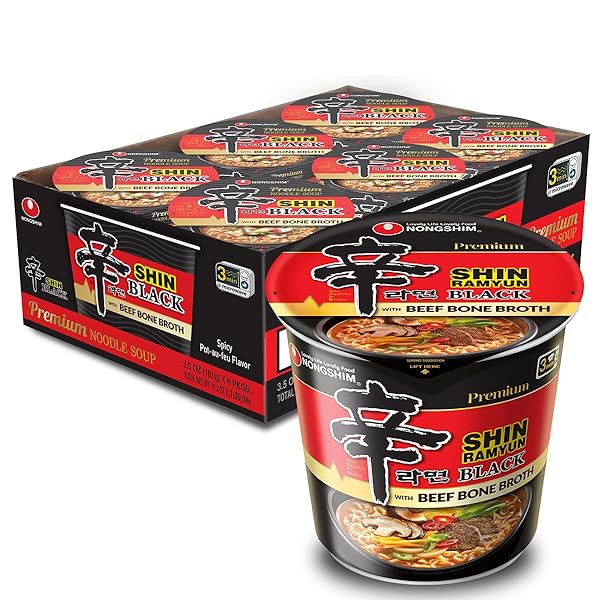 NONGSHIM SHIN BLACK NOODLE SOUP, SPICY, 3.5 OUNCE...