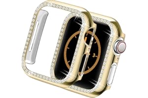 Yolovie Compatible with Apple Watch Case 44mm SE SE2 Series 6/5/4 Bling Crystal Diamonds Rhinestone Bumper Cover for Women, Hard PC Protective Frame for iWatch - 44mm Gold