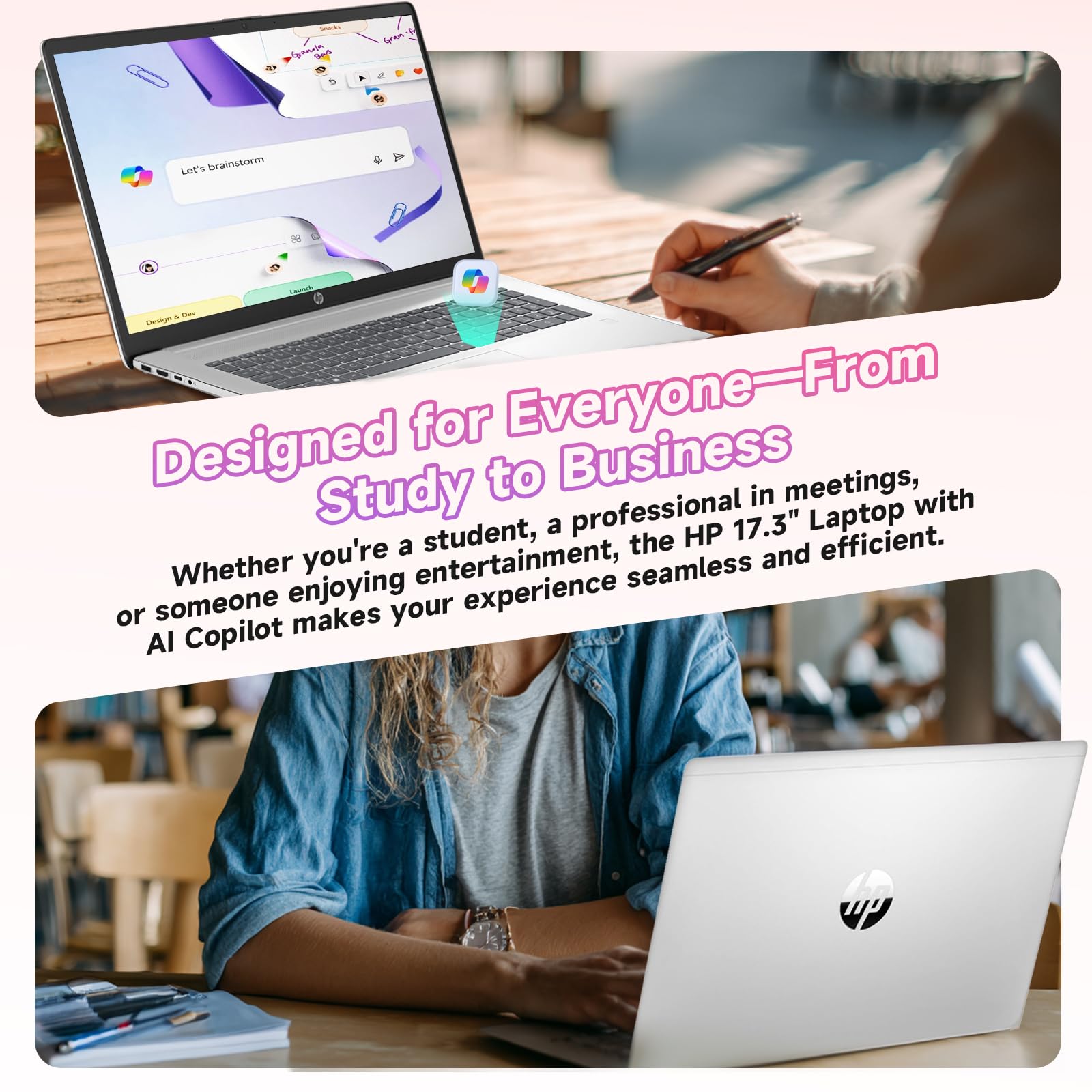 Computadora portátil HP 2025 de 17.3 ″ FHD, procesador Intel de 8 núcleos, Windows 11 Pro, Copilot AI, duración de batería de hasta 9.5 H para estudiantes y empresas, Wi-Fi6, Bluetooth5.4, con kit de accesorios (32 GB de RAM | 1 TB SSD)