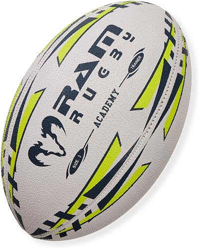 Ram Rugby Academy Training Ball Size 3 & 4 Hand Stitched 3-Ply High Grip