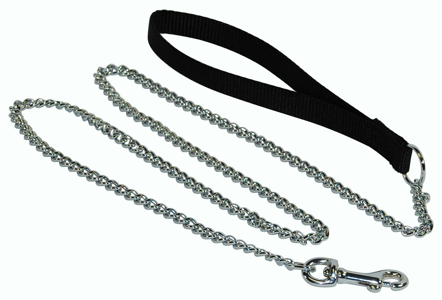 Hamilton 4' Fine Chain Dog Lead with Black Nylon Handle