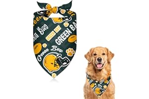SINGLORY Green Bay Football Pet Reversible Dog Bandana Gifts for Dogs Cats Cotton Triangle Bid Scarf for Puppy Small Dog
