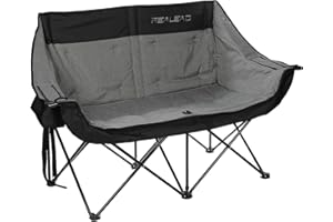 REALEAD Double Camping Chair - Oversized Camping Loveseat for Adults Two Person Support 650 lbs - Heavy Duty Folding Camp Cha