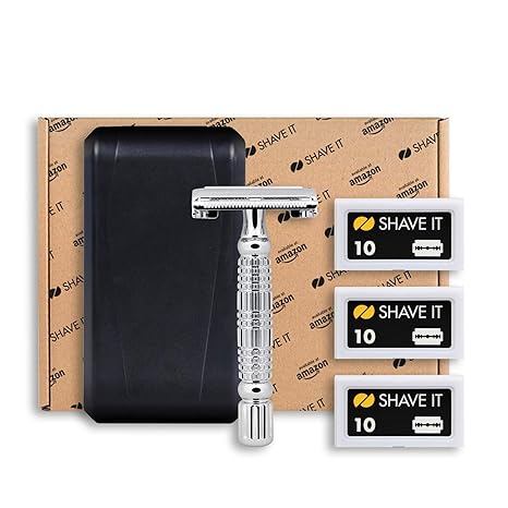 Shave It One Reiseset mit Sicherheitsrasierer, 30 Klingenköpfen und Reiseetui