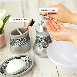 Creative Scents Crackled Glass Silver Bathroom