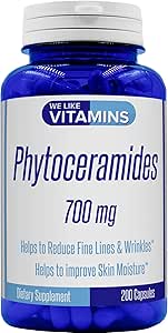 Phytoceramides 700mg - 200 Capsules All Natural Wheat Free and Plant Based - Phytoceramide Supplement - 700 mg per Serving - Skin Hydration, Repair, Rejuvination.