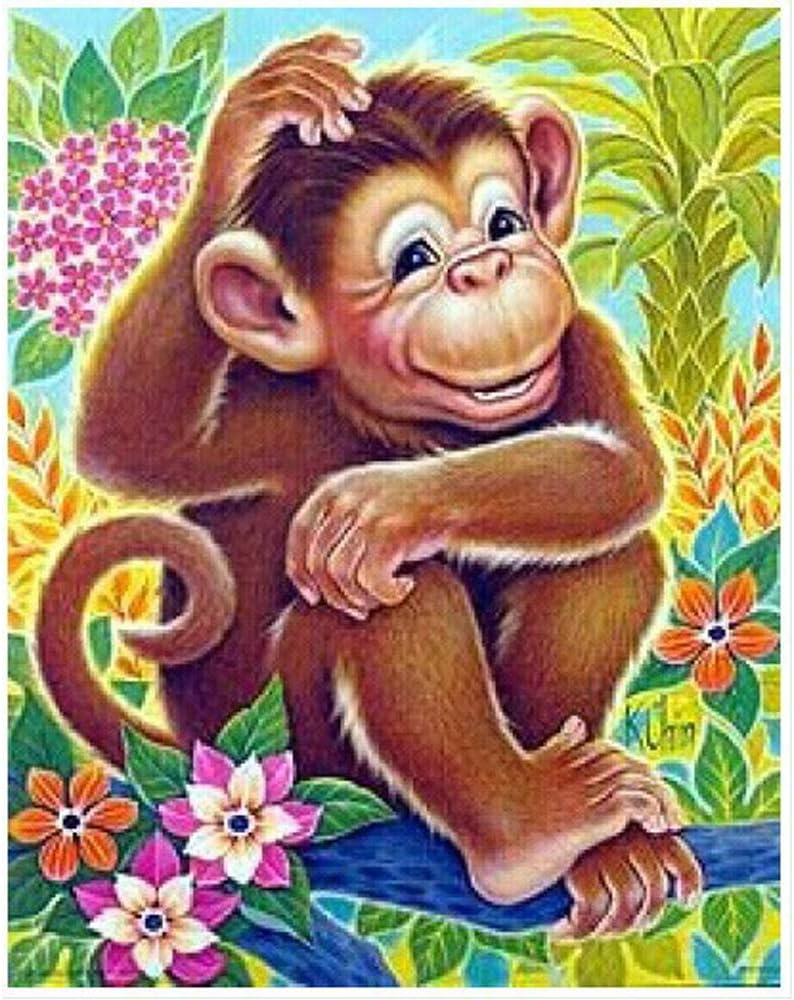 YUMEART Cute Monkey DIY Diamond Painting Animals Needlework 5D Square Diamond Embroidery Cross Stitch Kit Diamond Art Room Decor