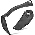 Ccanku C1398 Camping Axes Billhook Sickle Machete Knife Brush Clearing Sickle Machetes D2 Steel Blade G10 Handle Hatchet for Outdoor Activities,Yard Work, Small Grass Sickle Machete,Harvest Knife