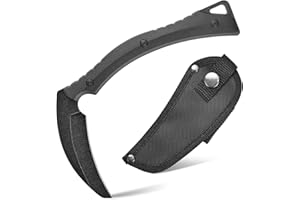 Ccanku C1398 Camping Axes Billhook Sickle Machete Knife Brush Clearing Sickle Machetes D2 Steel Blade G10 Handle Hatchet for Outdoor Activities,Yard Work, Small Grass Sickle Machete,Harvest Knife