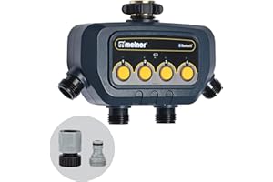 Melnor 65184AMZ Bluetooth Water Timer with 4-Zone Control, 12 Programmable Start Times, Watering Delay, Manual Mode, Weather-