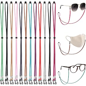 Thinp 12Pcs Leather Glasses Strap Eye Glasses Holders Around Neck for Women | Adjustable Eyeglasses Strap Eyewear String Lany
