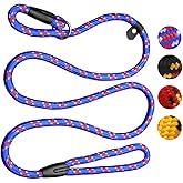 Dog Rope Leash, 5 FT Pet Slip Lead, Dog Training Leash, Standard Adjustable Pet Nylon Leash for Small Medium Dogs 10-80 lb Wa