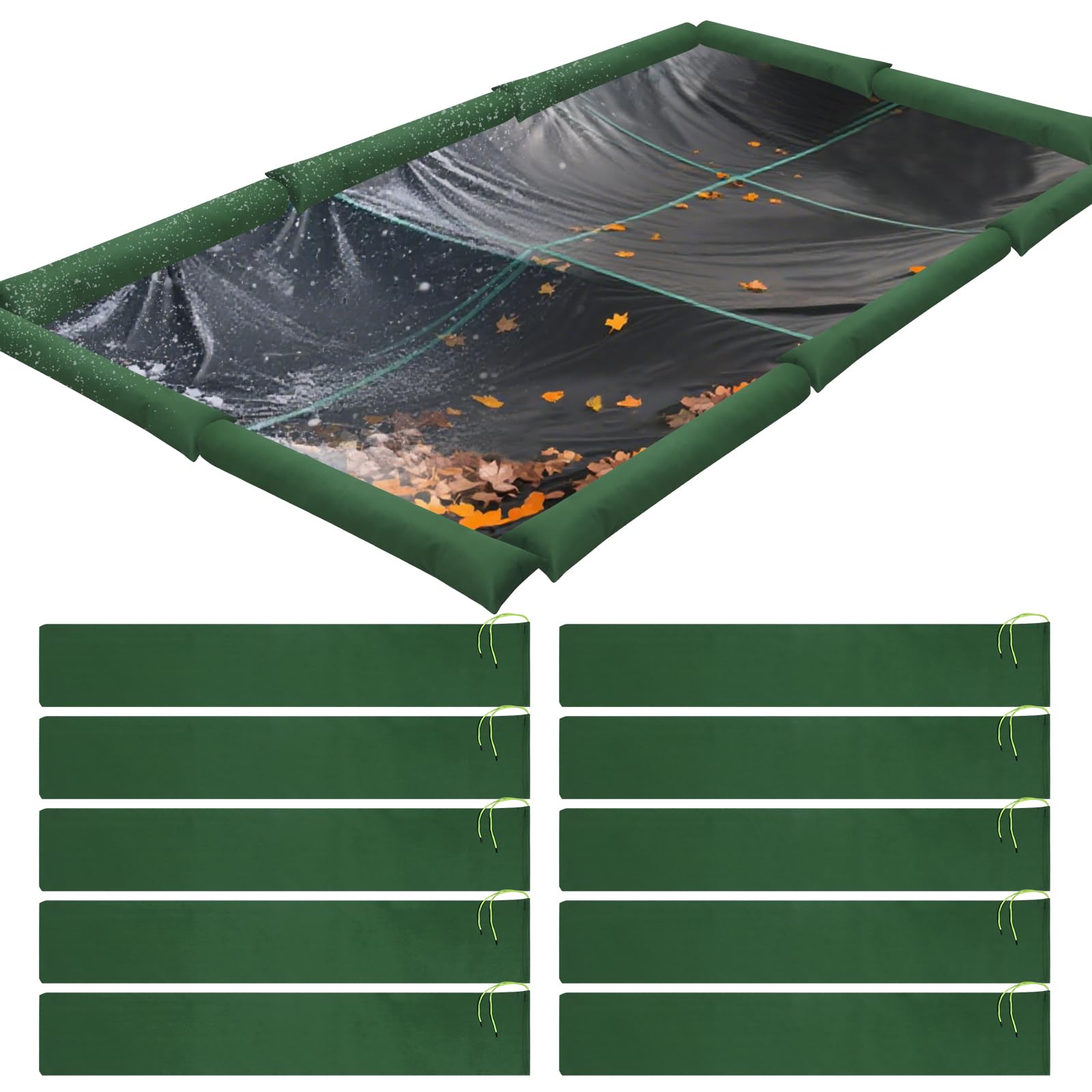 Photo 1 of 10 Pack Pool Cover Weights Sand Bags, 4FT Silicone Coated Canvas Pool Cover Tubes No-Leaking Frost Resistance for Winter Inground Swimming Pool Cover