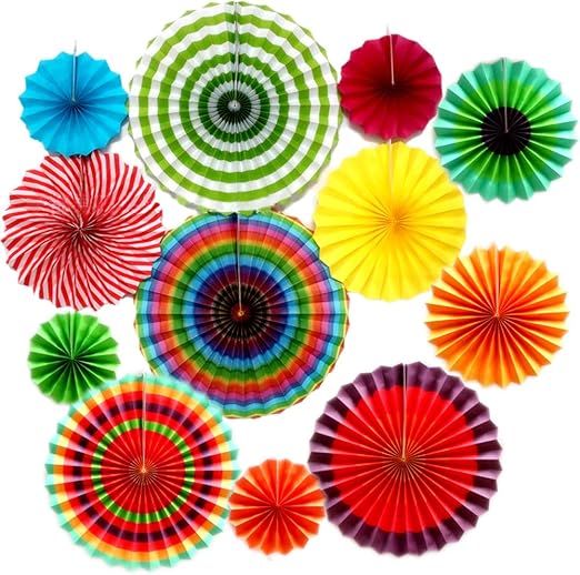 12 Unidades De Coloridas Ruedas Redondas De Papel Para Colgar