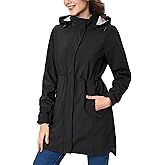 MAGCOMSEN Women's Long Fleece Lined Jackets Warm Winter Windbreaker Rain Coat Hooded Softshell Windproof Insulated
