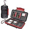 Kiorafoto 36 Slots : 18 TF + 12 SD + 6 CF Memory Card Holder Case Storage Protector Wallet for TF MSD Micro SD SDHC SDXC SDUC CF Compact Flash Memory Cards with Carabiner + Card Tray Removal Pin Key