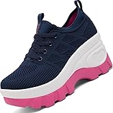 HBXDEIA Women's Chunky Platform Wedge Walking Shoes Comfort Orthopedic Fashion Knitted Breathable Sneakers for Ladies