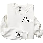 Regamor Custom Embroidered Matching Couple Sweatshirt Mrs and Mr, Mr Mrs Sweatshirt for Women Christmas Valentine Day 1230