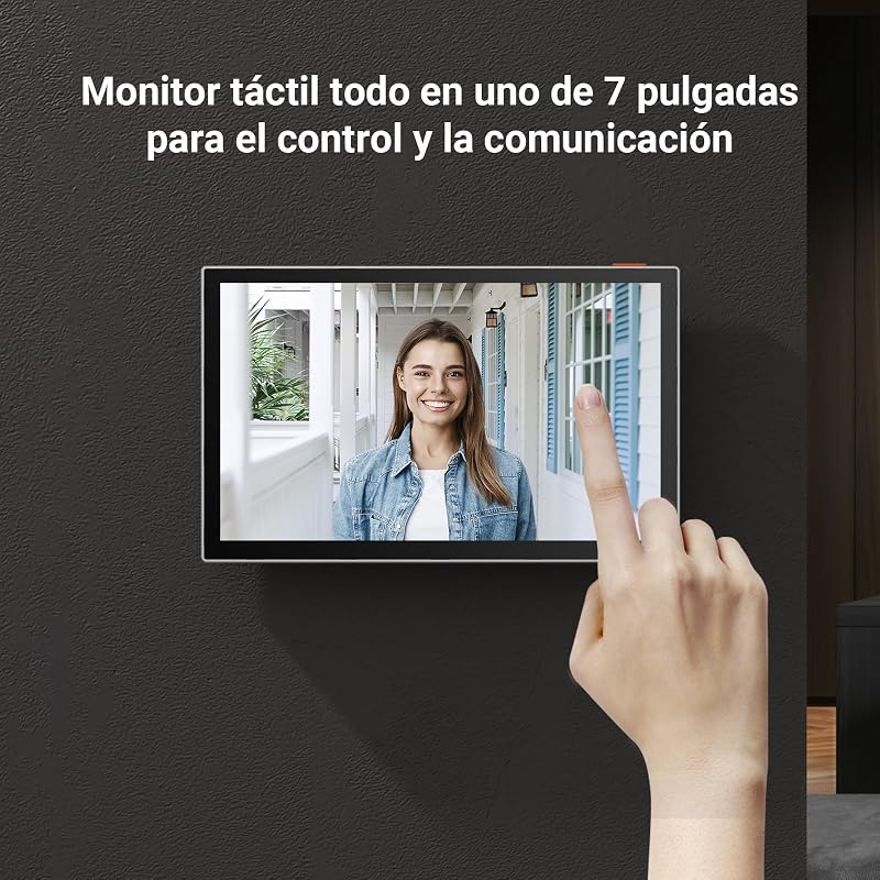 Sistema de Intercomunicador de Vídeo WiFi 1080P, monitor tátil a cores de 7'', campainha de vídeo de 2 fios, destrancamento remoto, áudio bidirecional, banda dupla (2,4/5GHz), design fino, CP5