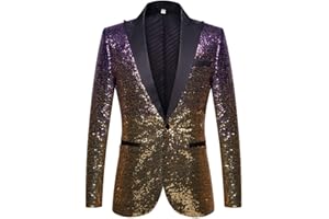 PYJTRL Men Fashion Gradual Change Color Sequins Suit Jacket