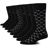 Calvin Klein Mens Dress Socks - 8 Pack Breathable Cotton Blend Work Crew Socks for Men for Casual Business & Formal Wear