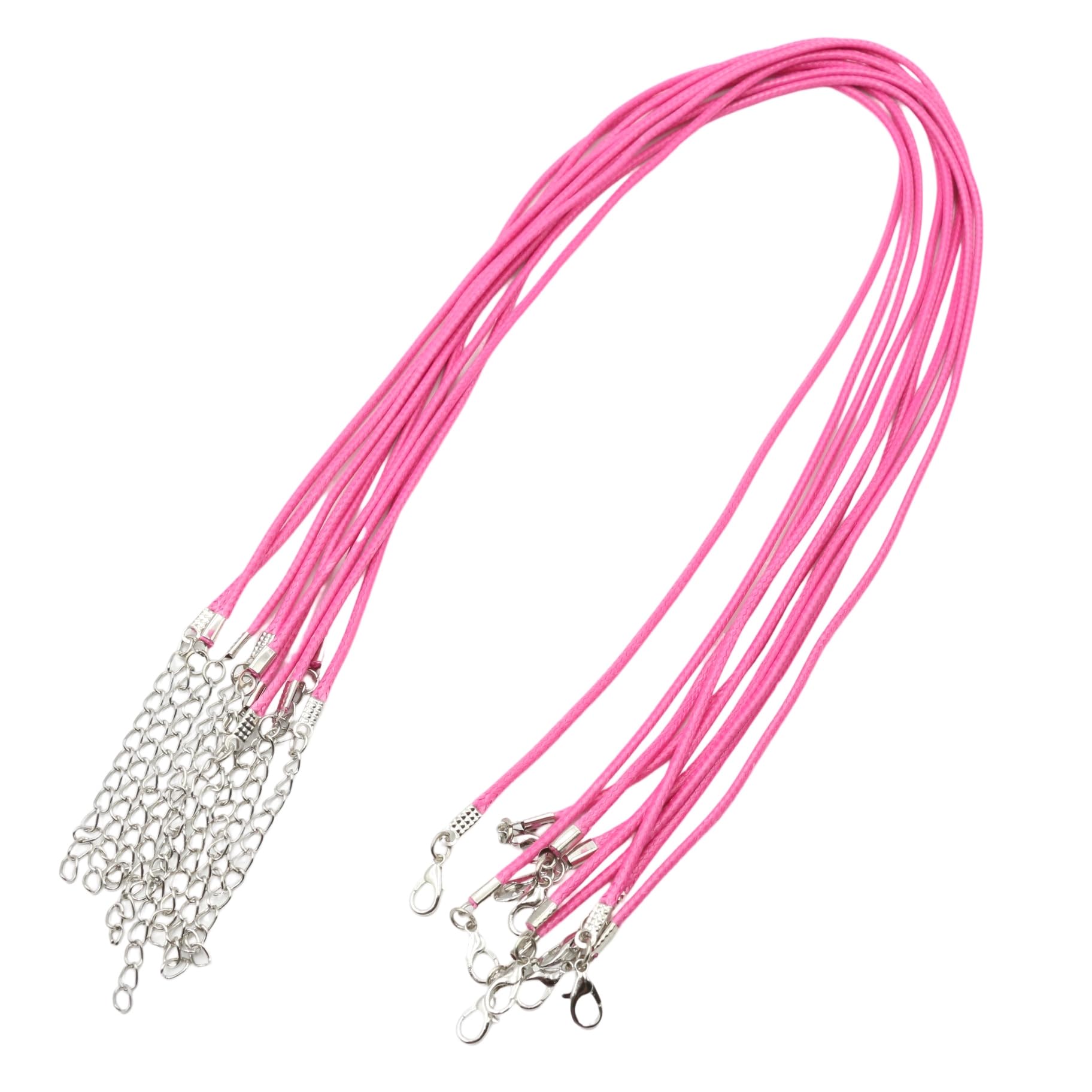 [KUKU工房] ネックレスチェーン 合皮製 カニカン アジャスターチェーン付き 全長50cm 10本セット (08.ローズピンク) の商品画像