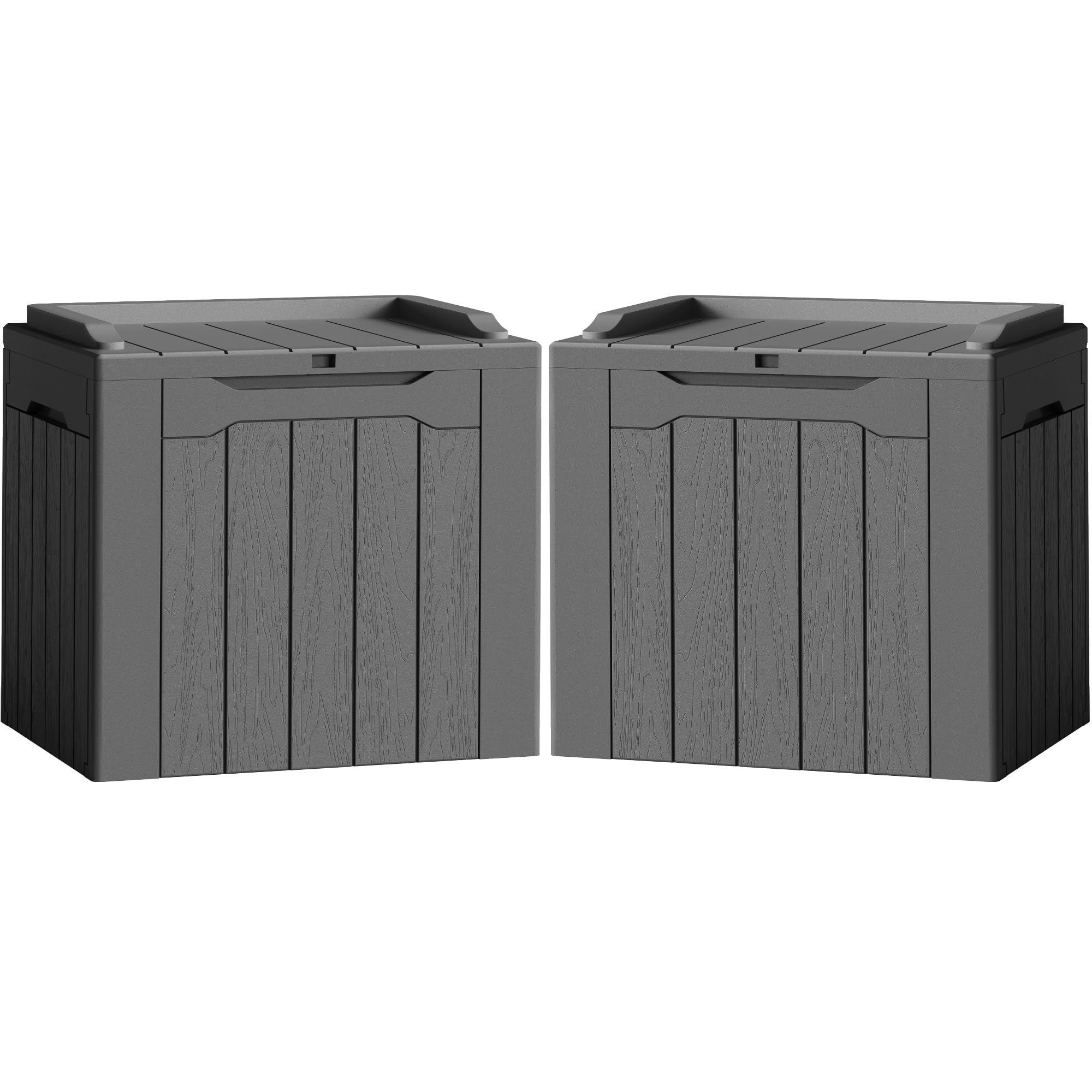 Flamaker 2 Pack Deck Box 31 Gallon Waterproof Resin Storage Box with Lid Indoor Outdoor Delivery Box Storage Bin for Patio Cushions (Grey) Image