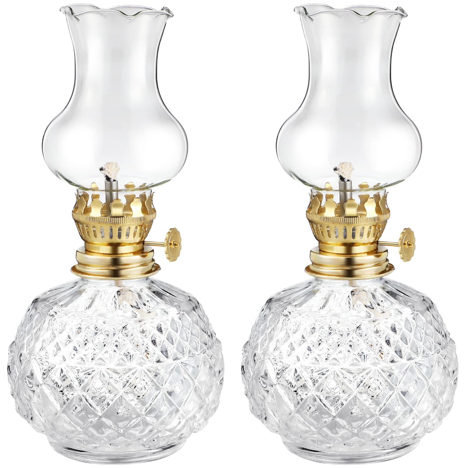 Garneck 2pcs Glass Kerosene Lamps Vintage Lamps for Indoor Use Tabletop Oil Lanterns Glass Covers for Home Decor and Lighting