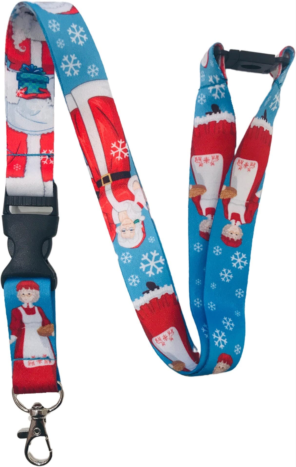 PAC Supplies Global Mrs Claus Festive Christmas Neck Lanyard With safety Breakaway & Detachable Buckle Clip