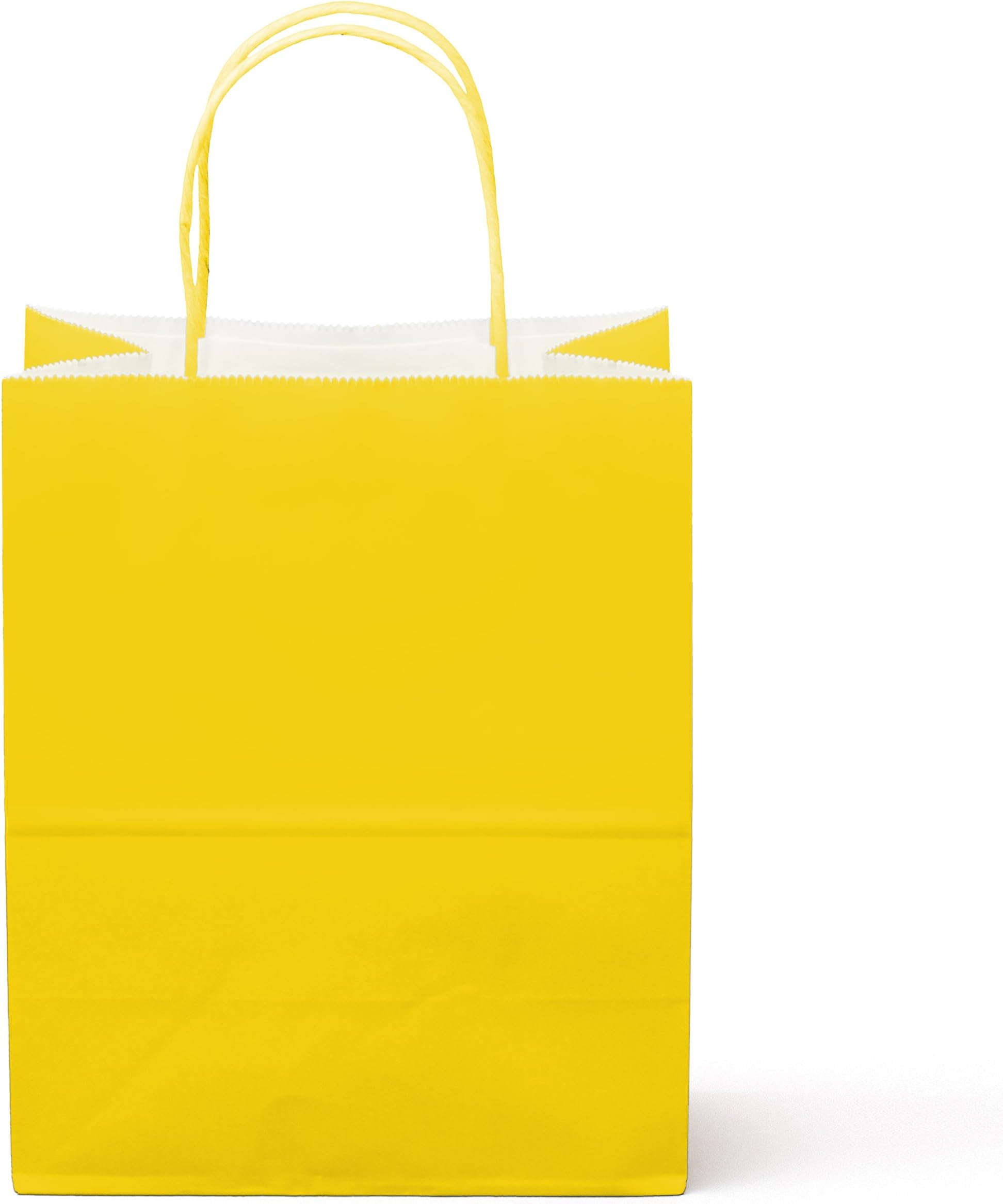 Dsquare 24ct Food Safe Premium Paper & Ink Color Kraft Bag with Handle 10 x 8 in - Party Favor Gift Bags with Handle, Color Goody Bag, Paper DIY Bag, Environmentally Safe (Medium, Yellow)